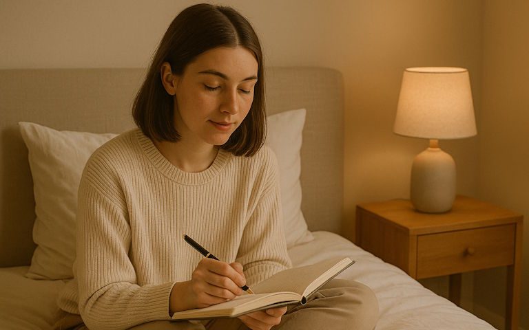 Frau schreibt in ihr Tagebuch - Journaling
