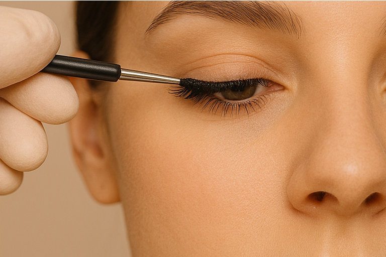 Wimpern färben Nahaufnahme
